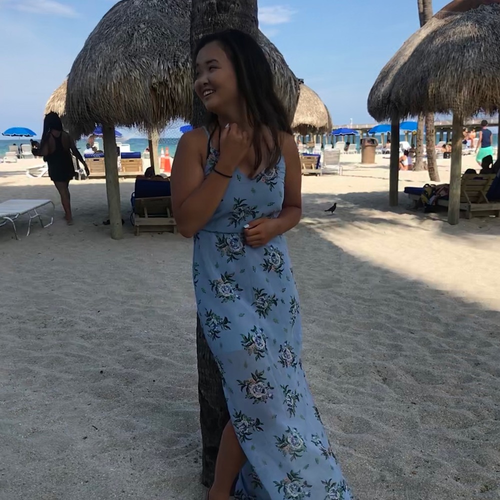 light blue floral maxi dress